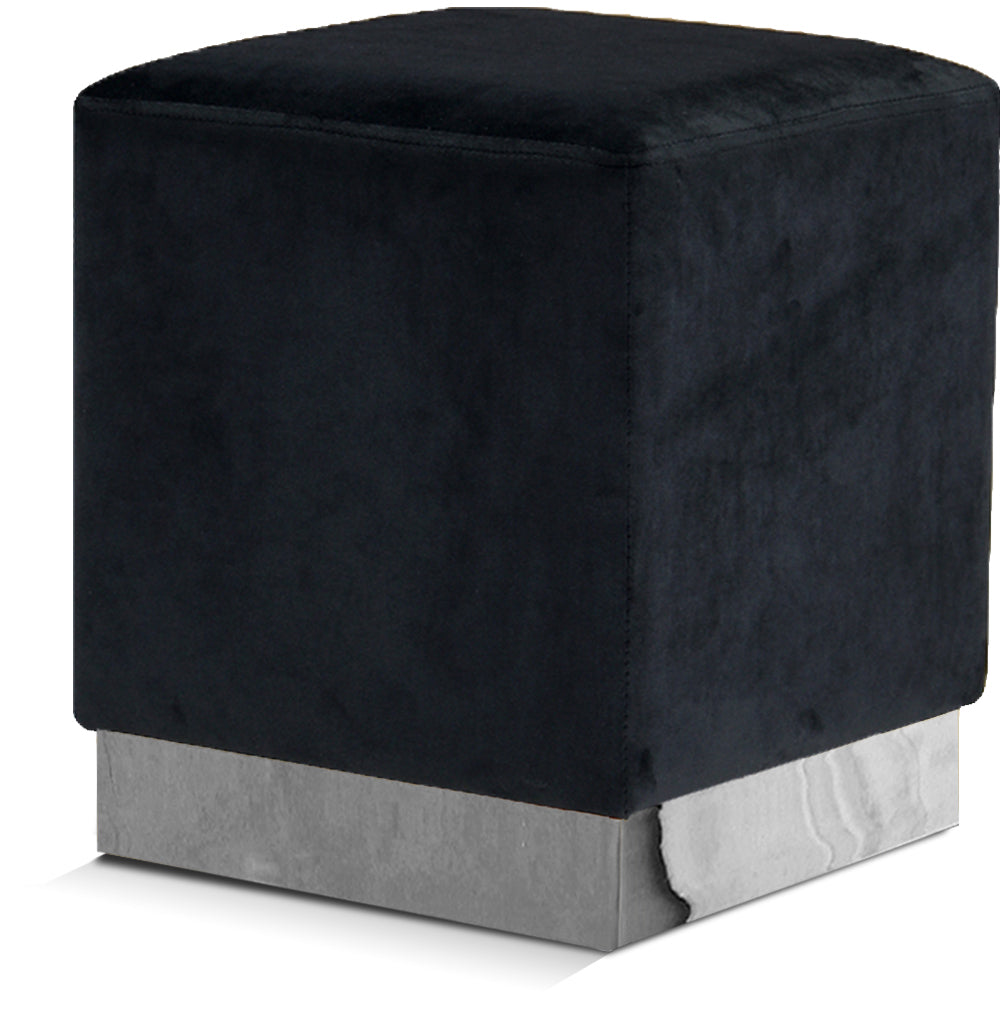 Jax Black Velvet Ottoman/Stool