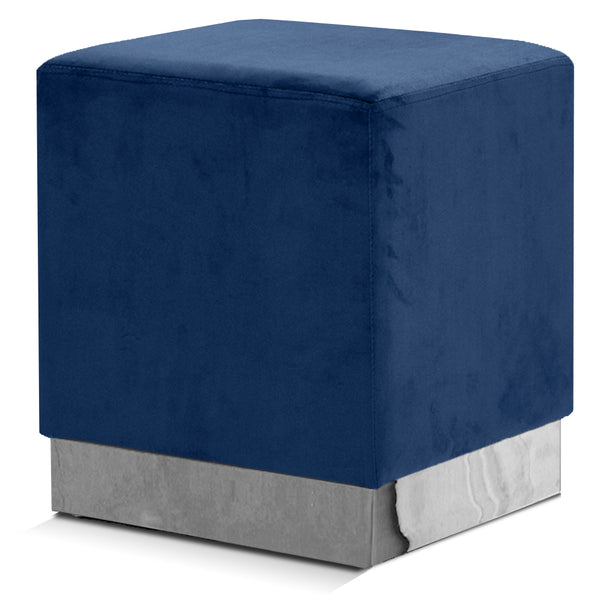 Jax Navy Velvet Ottoman/Stool