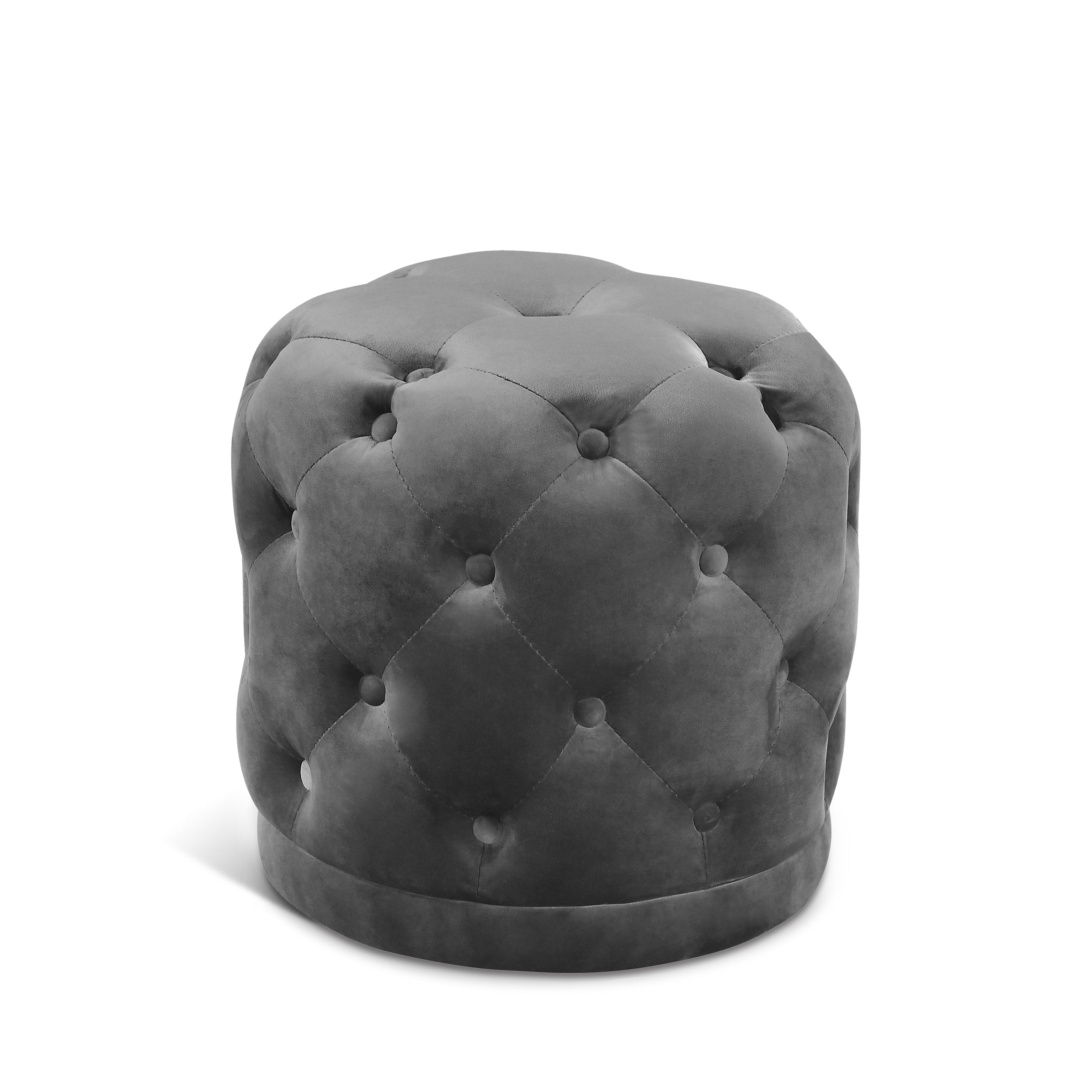 Harper Grey Velvet Ottoman/Stool