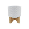 5" Chevron Planter W/ Stand, White