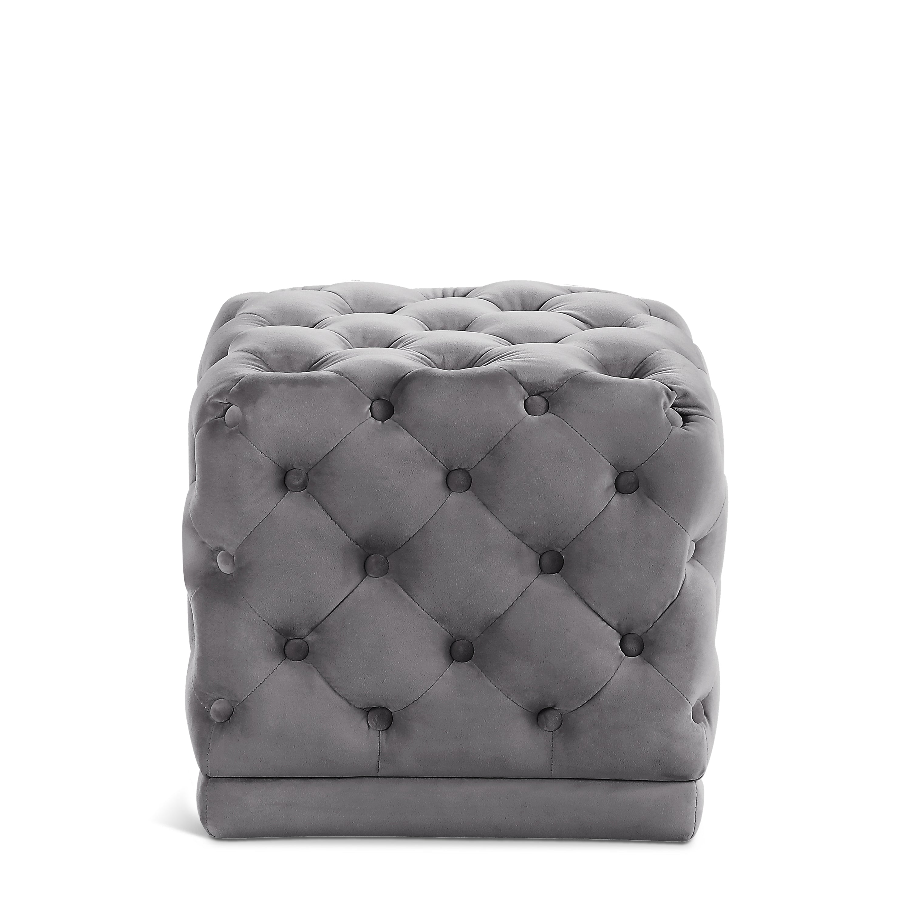 Stella Grey Velvet Ottoman/Stool