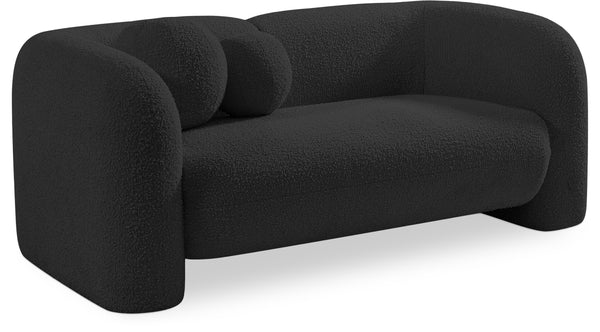 Emory Black Boucle Fabric Loveseat