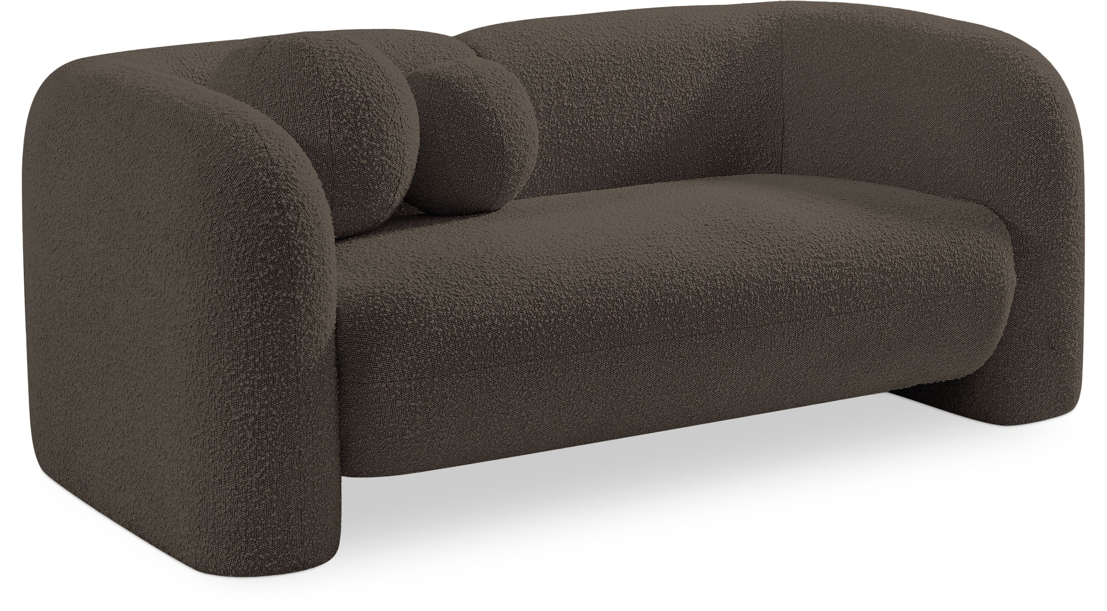 Emory Brown Boucle Fabric Loveseat