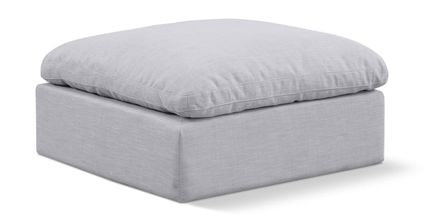 Indulge Grey Linen Textured Fabric Ottoman