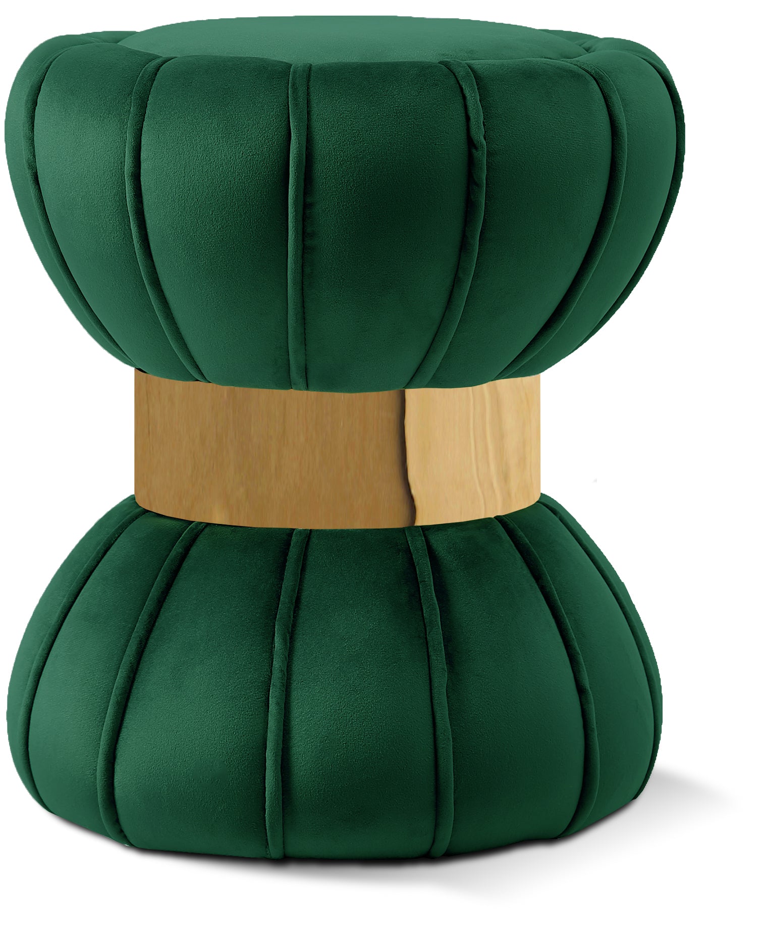 Vino Green Velvet Ottoman/Stool