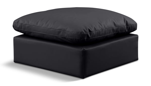 Indulge Black Vegan Leather Ottoman