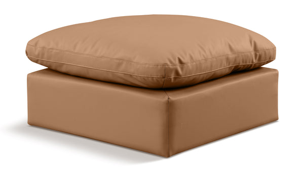 Indulge Cognac Vegan Leather Ottoman