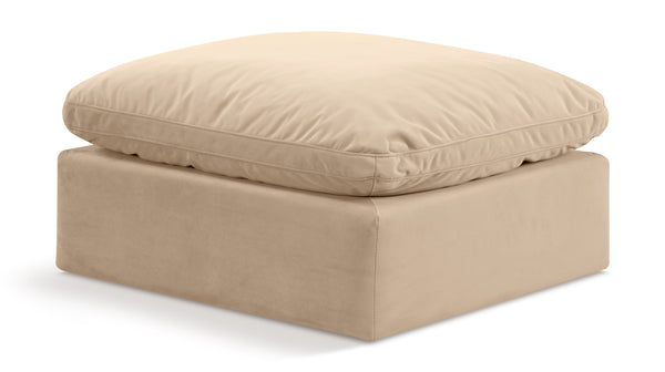 Indulge Beige Velvet Ottoman