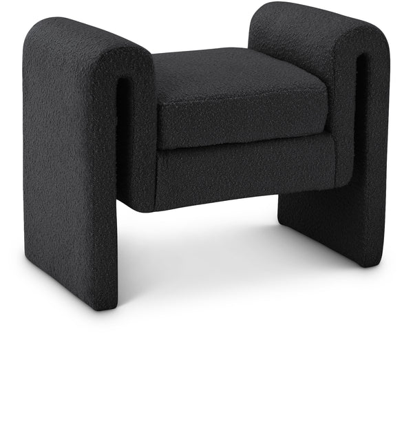 Stylus Black Boucle Fabric Bench