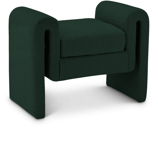 Stylus Green Boucle Fabric Bench