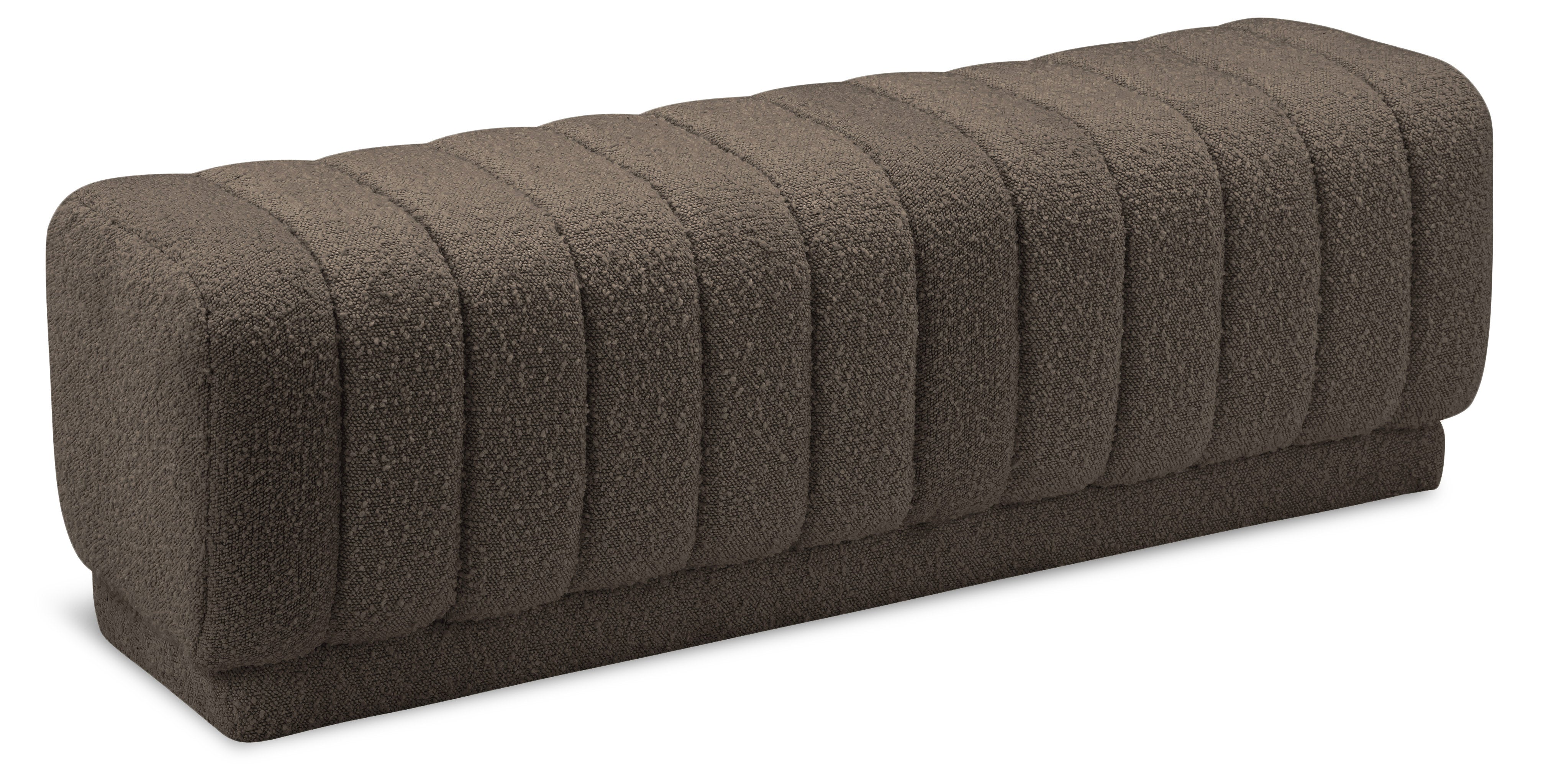 Heathrow Brown Boucle Fabric Ottoman/Bench