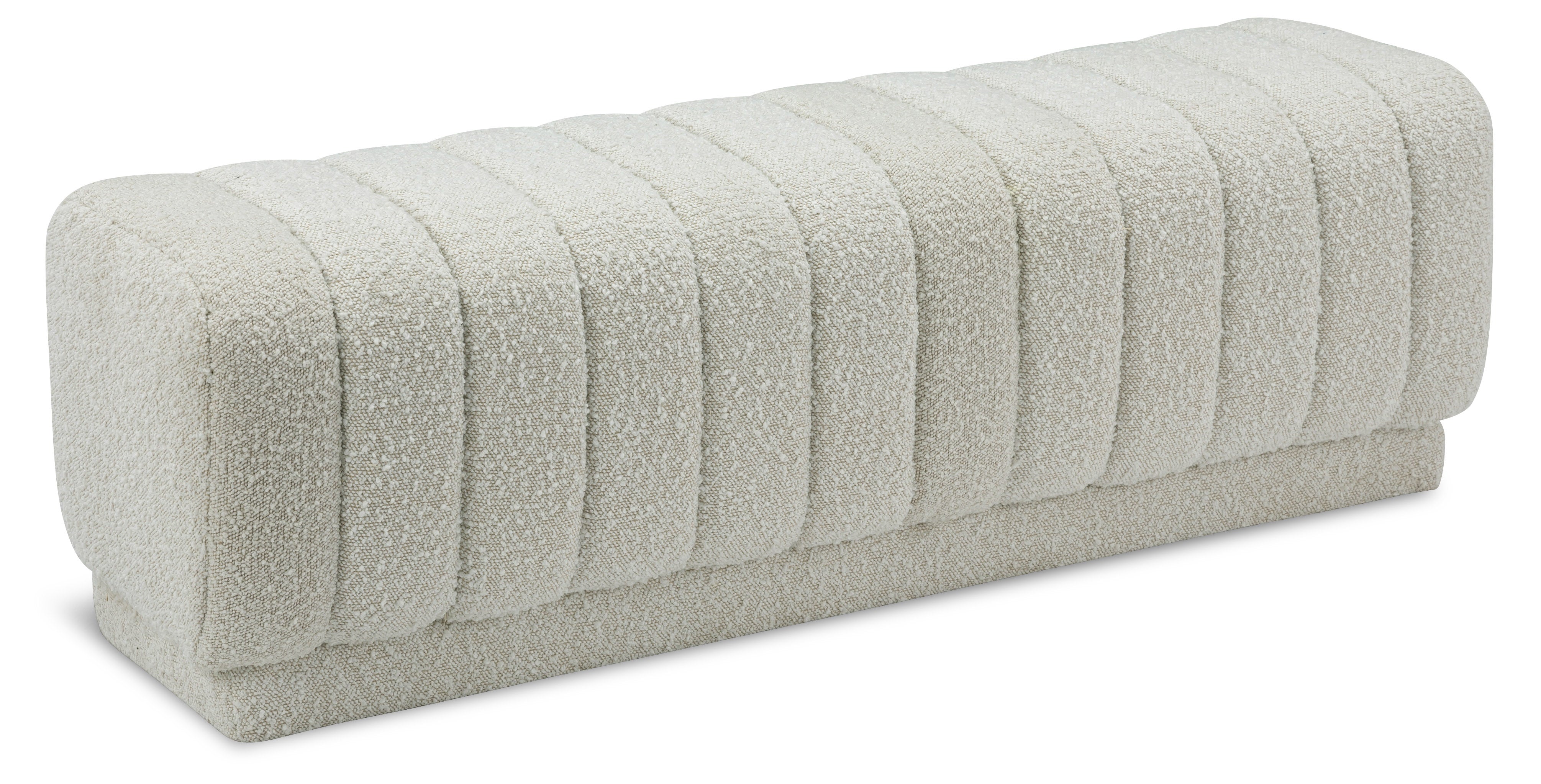 Heathrow Cream Boucle Fabric Ottoman/Bench