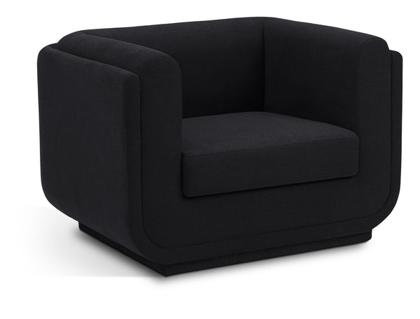 Kimora Black Linen Textured Fabric Chair