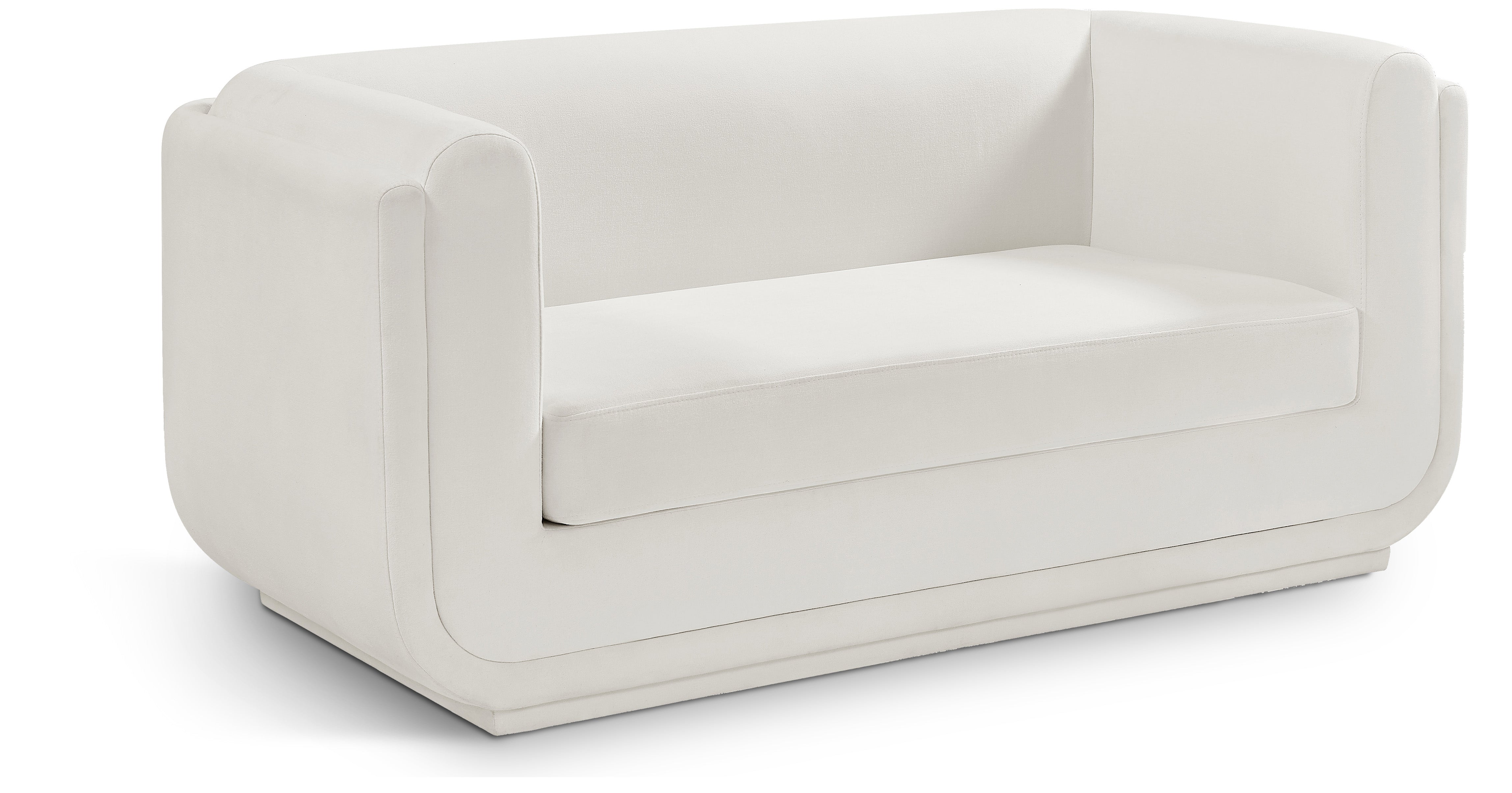 Kimora Cream Linen Textured Fabric Loveseat