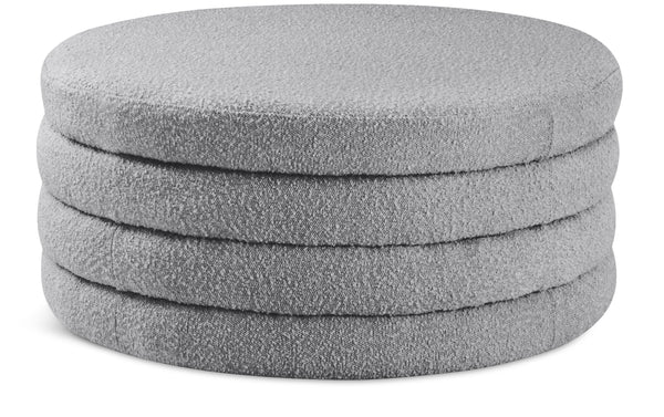 Aphia Grey Boucle Fabric Ottoman/Coffee Table