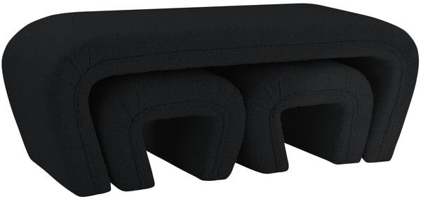 Odelia Black Boucle Fabric Bench