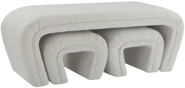 Odelia Cream Boucle Fabric Bench