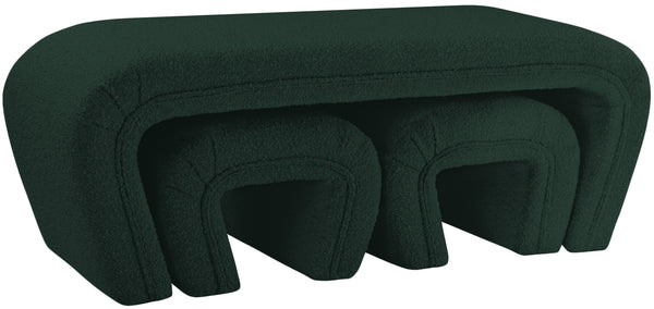 Odelia Green Boucle Fabric Bench