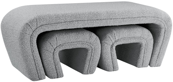 Odelia Grey Boucle Fabric Bench