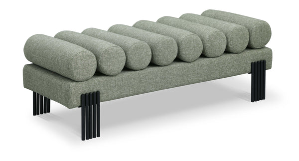 Akeela Green Linen Textured Fabric Bench