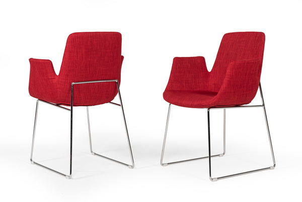 Modrest Altair Mid-Century Red Fabric Dining Chair