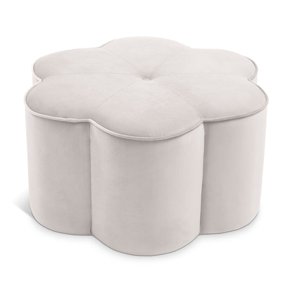 Daisy Cream Velvet Ottoman