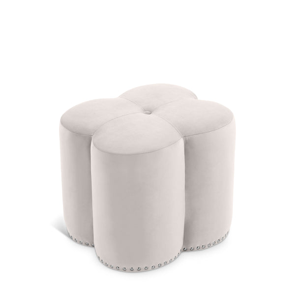 Clover Cream Velvet Ottoman