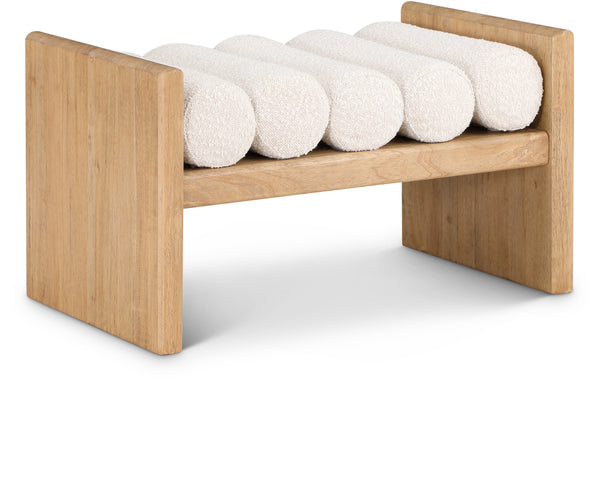 Waverly Cream Boucle Fabric Bench