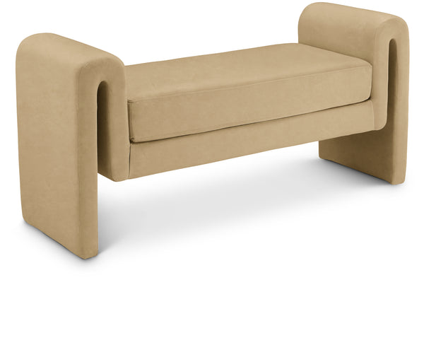 Sloan Camel Velvet Bench