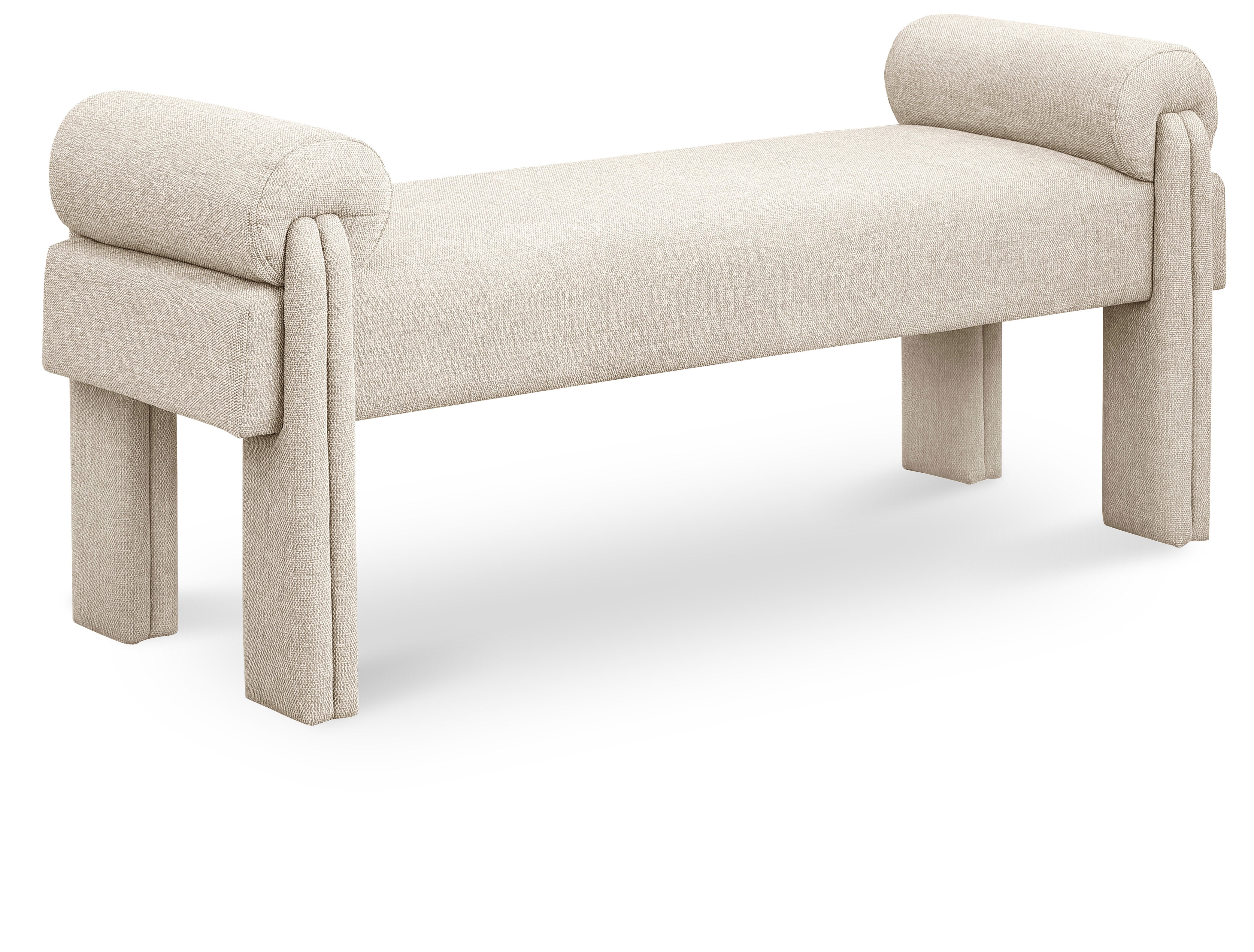 Stefano Beige Polyester Fabric Bench