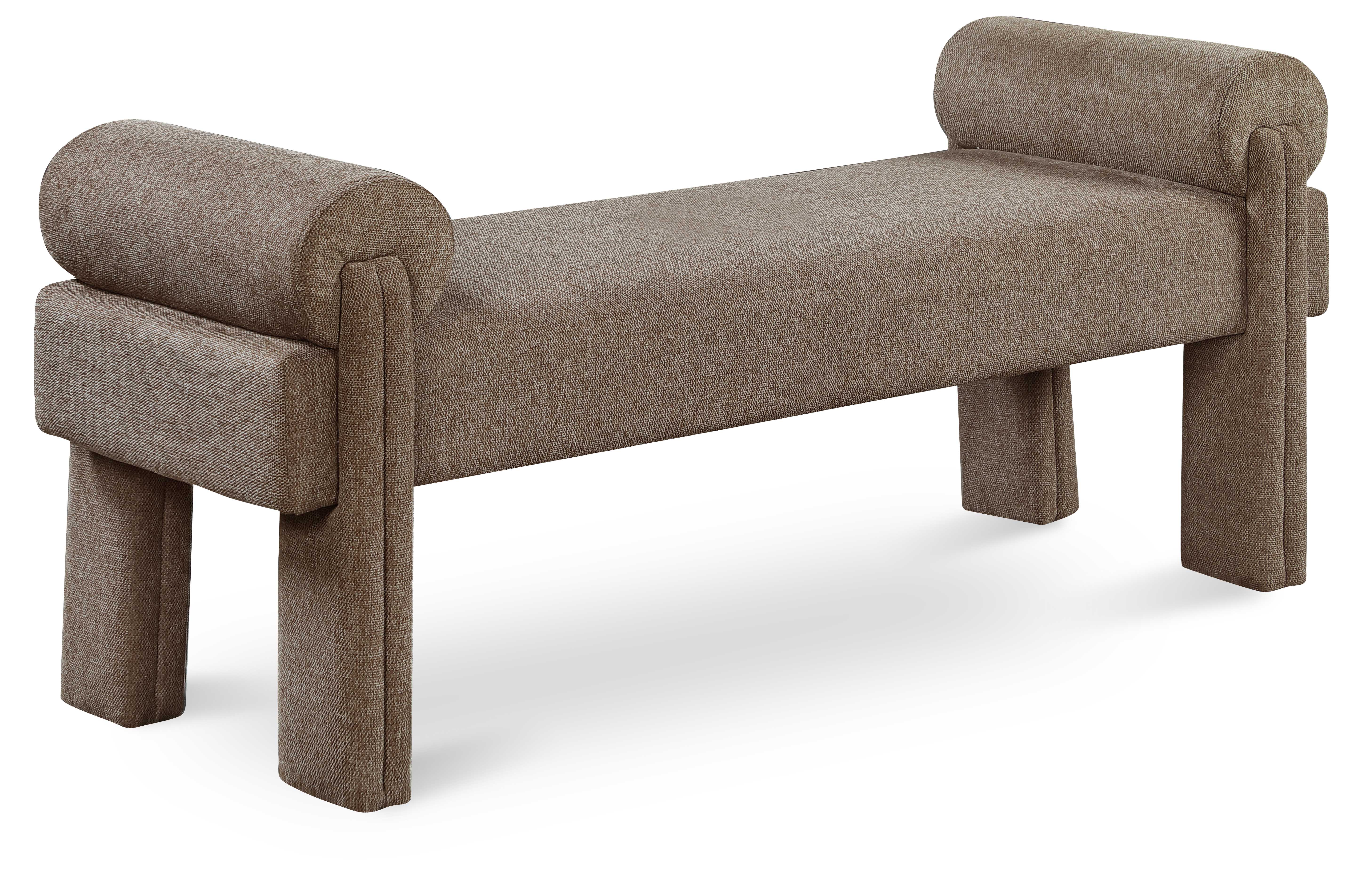 Stefano Brown Polyester Fabric Bench