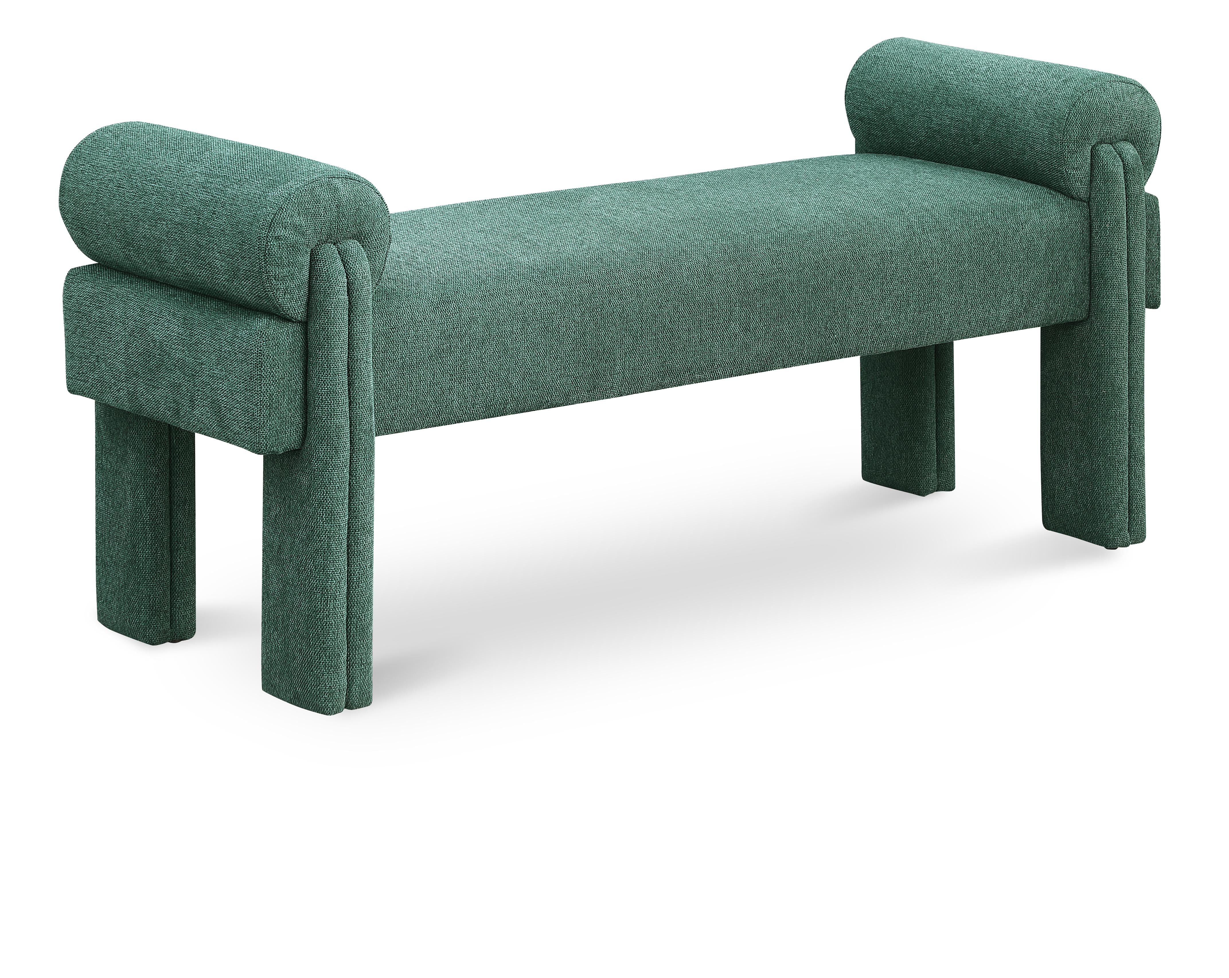 Stefano Green Polyester Fabric Bench