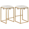 Nadia Square Padded Seat Counter Height Stool (Set of 2) Beige and Gold