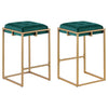 Nadia Square Padded Seat Counter Height Stool (Set of 2) Hunter Green and Gold