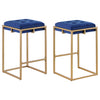 Nadia Square Padded Seat Counter Height Stool (Set of 2) Blue and Gold