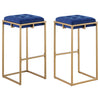 Nadia Square Padded Seat Bar Stool (Set of 2) Blue and Gold