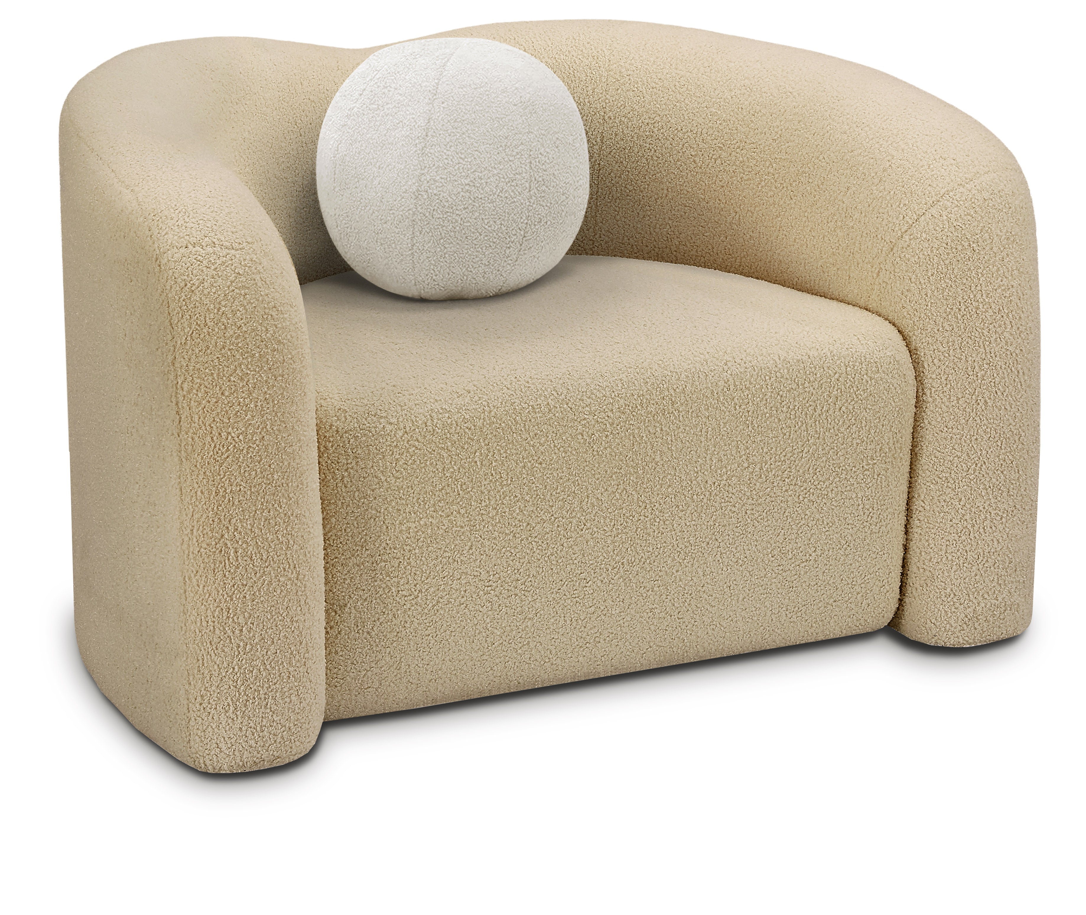 Kali Beige Faux Shearling Teddy Fabric Chair