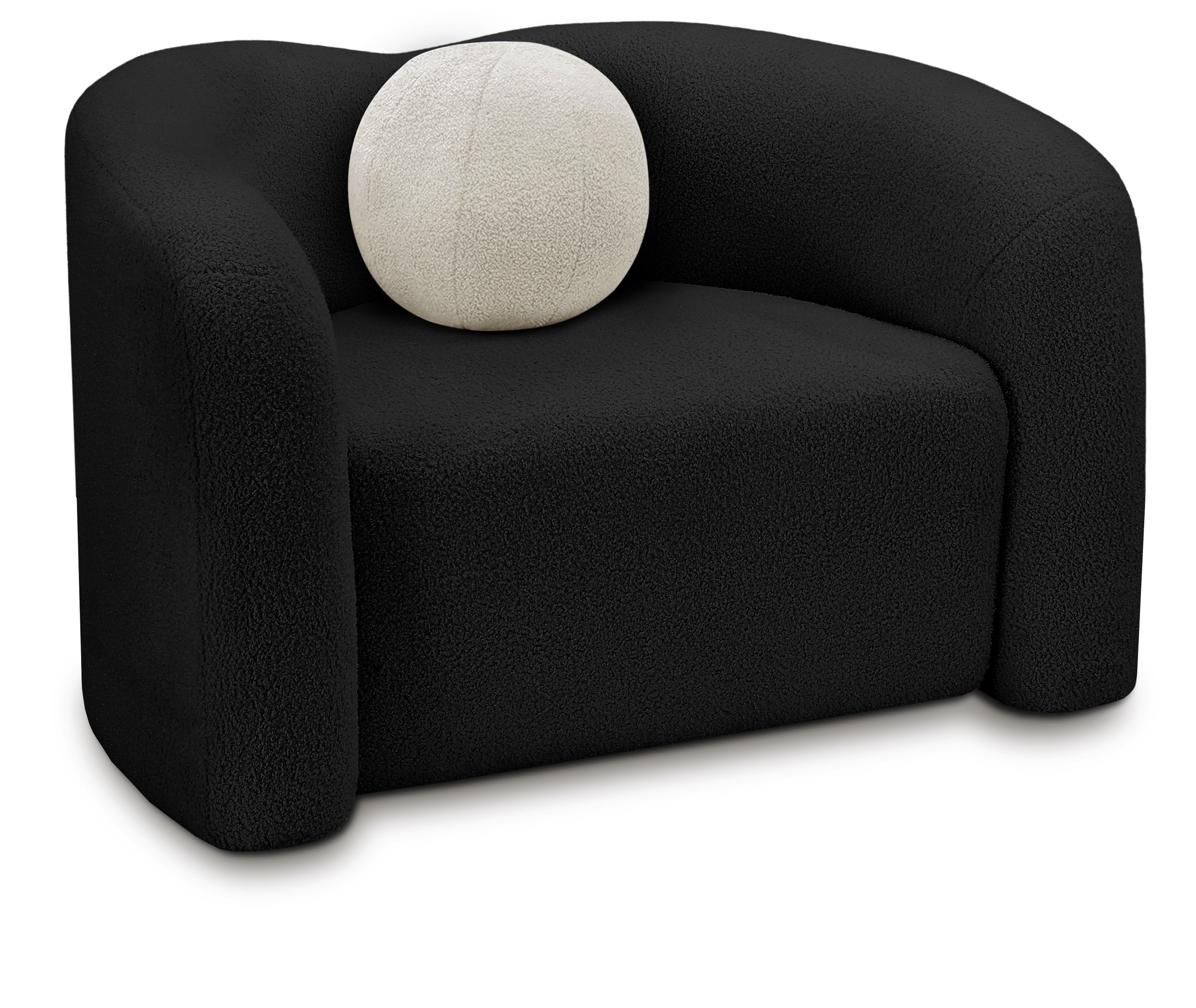 Kali Black Faux Shearling Teddy Fabric Chair