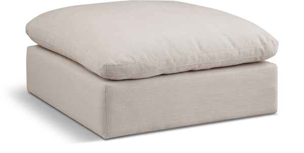 Comfy Beige Linen Textured Fabric Modular Ottoman