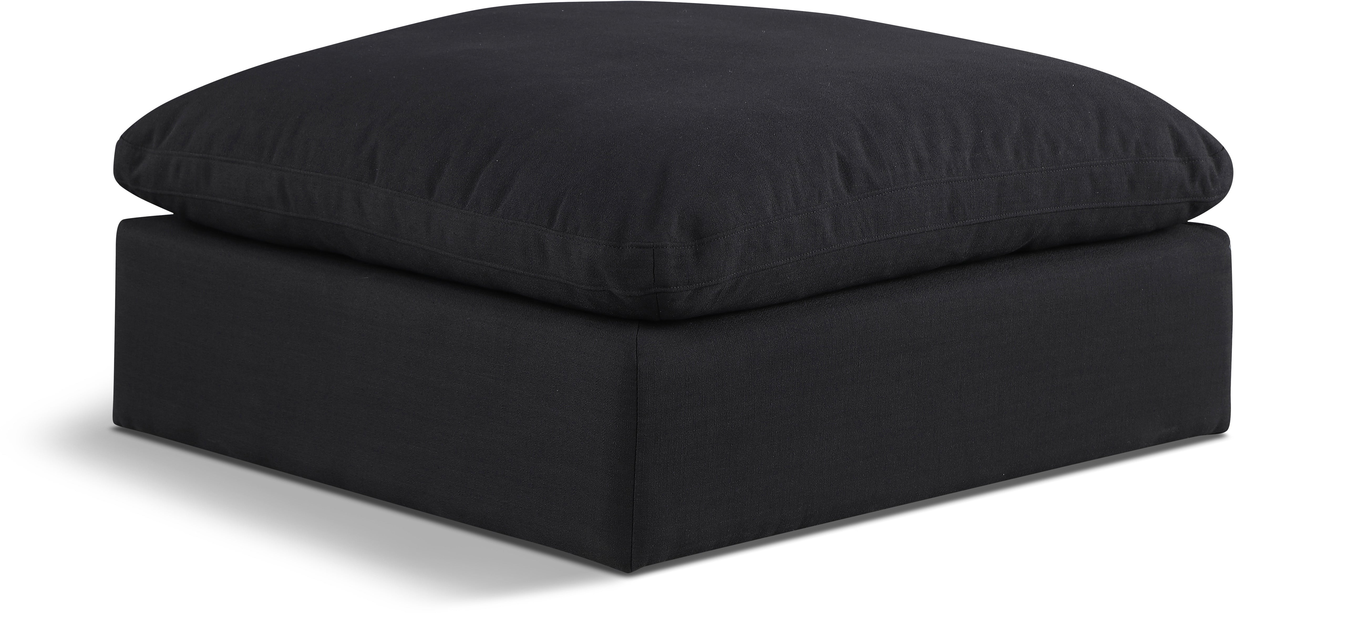 Comfy Black Linen Textured Fabric Modular Ottoman