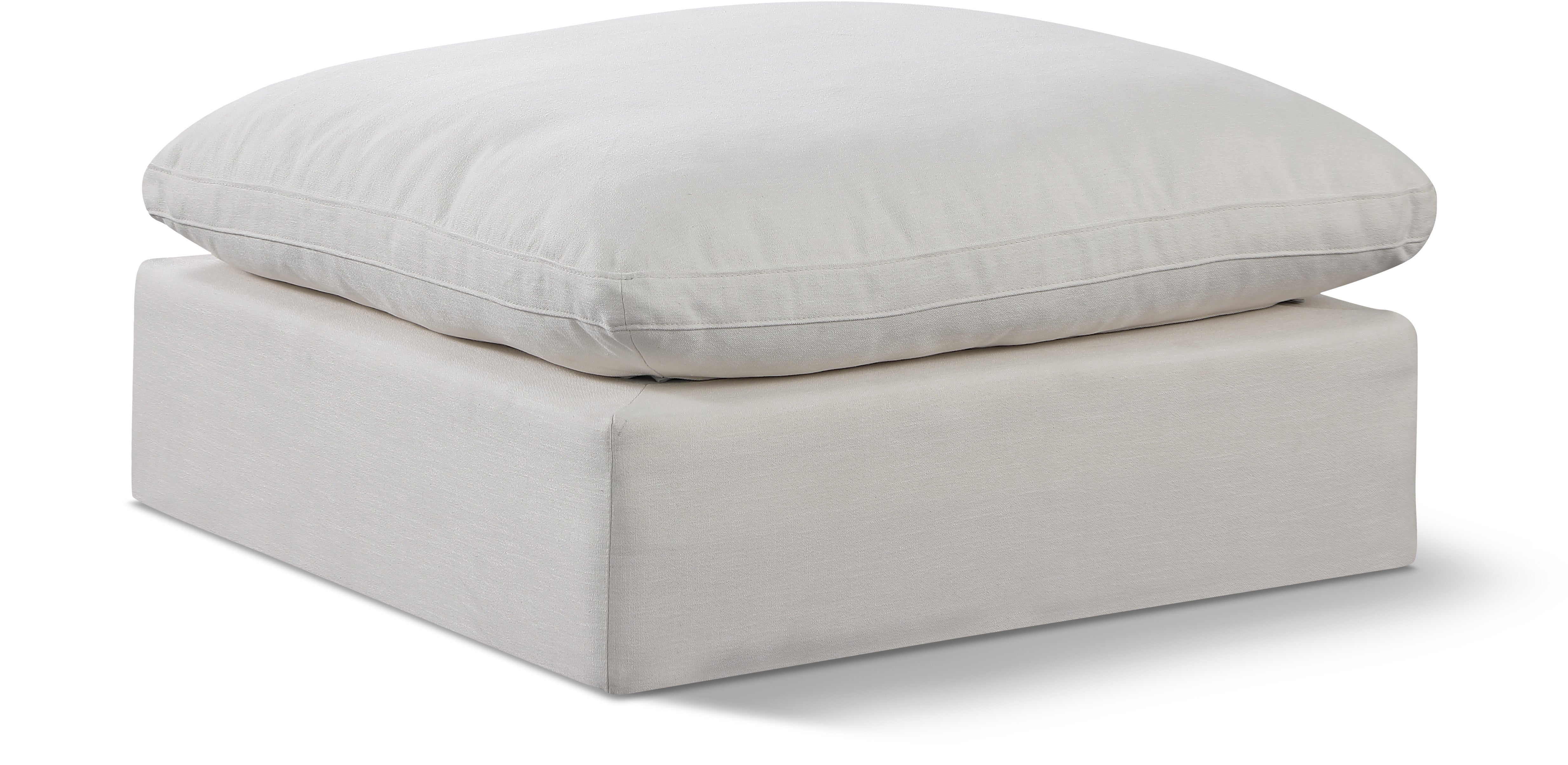 Comfy Cream Linen Textured Fabric Modular Ottoman