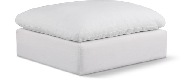 Comfy White Linen Textured Fabric Modular Ottoman