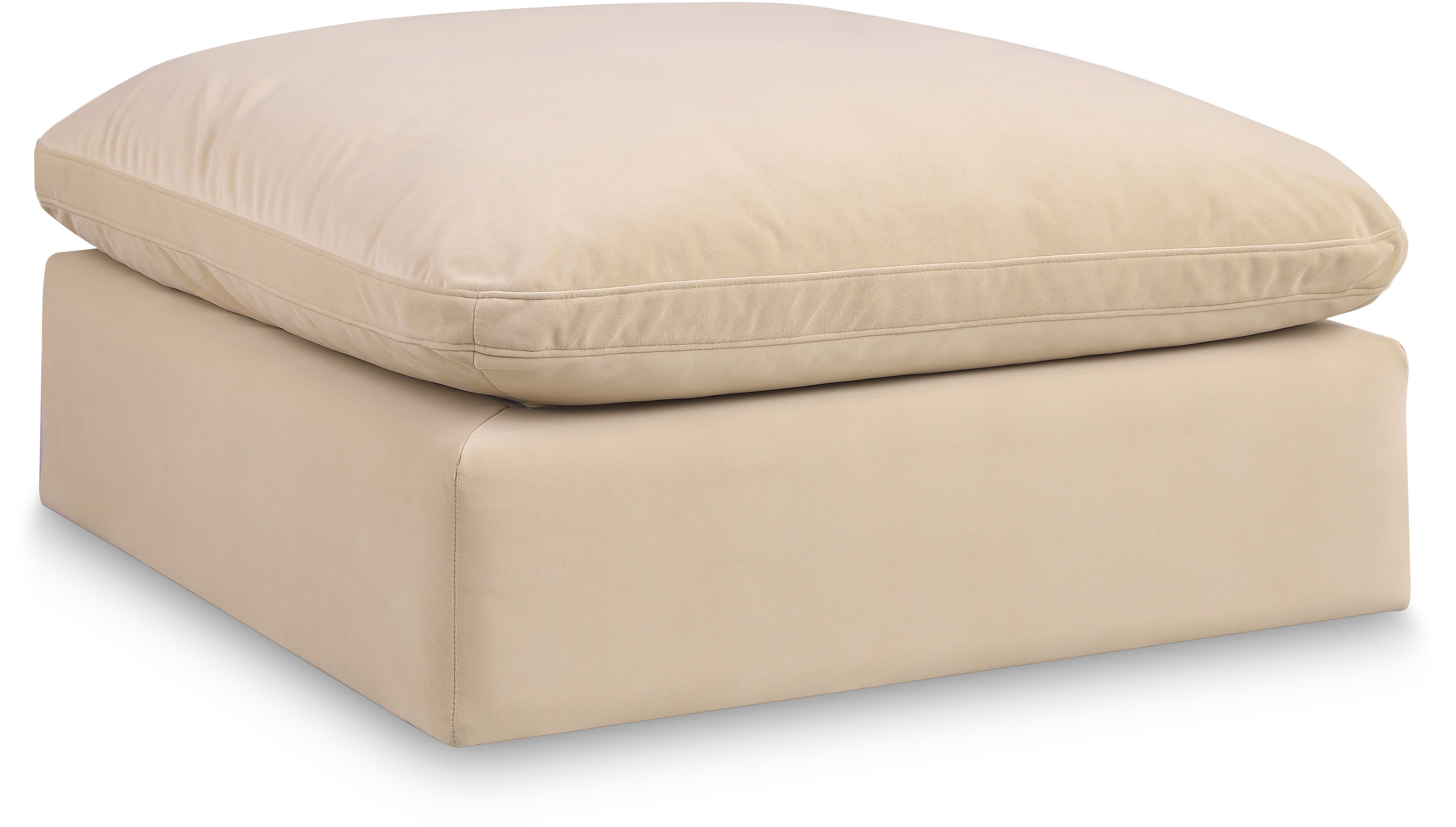 Comfy Beige Velvet Modular Ottoman