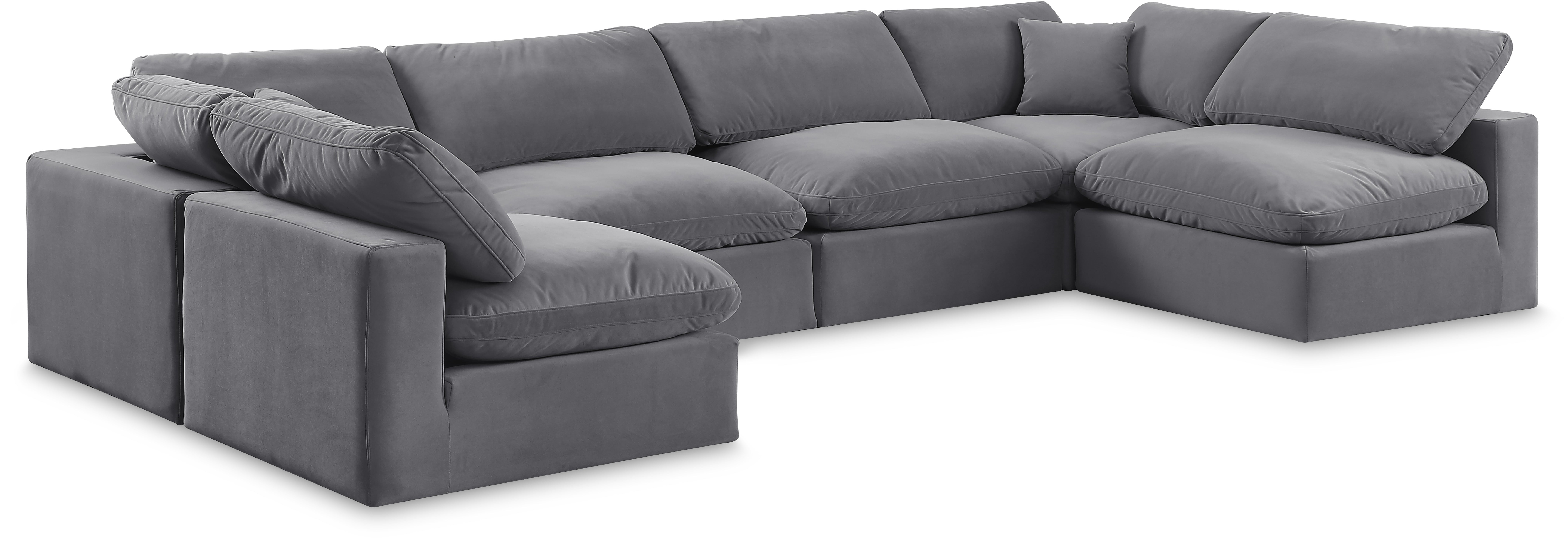 Comfy Grey Velvet Modular Sectional