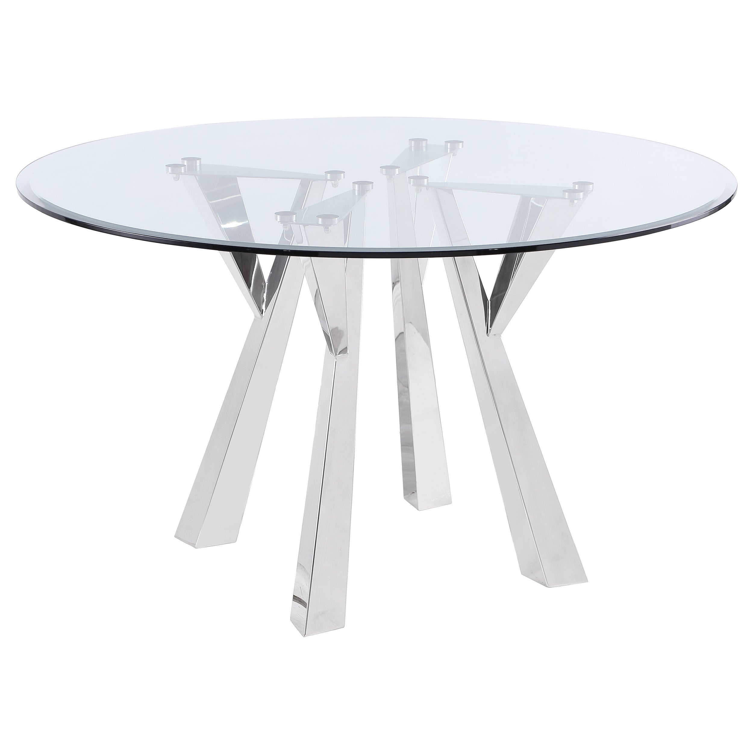 Alaia Round Glass Top Dining Table Clear and Chrome