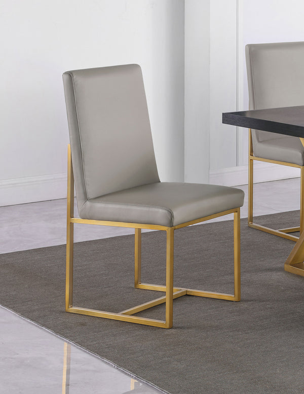 Conway Upholstered Dining Chairs Grey and Aged Gold (Set of 2)