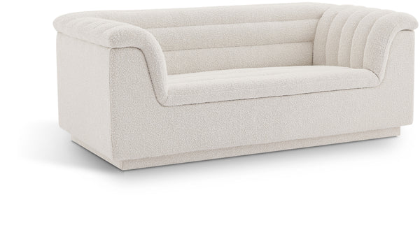 Cascade Cream Boucle Fabric Loveseat