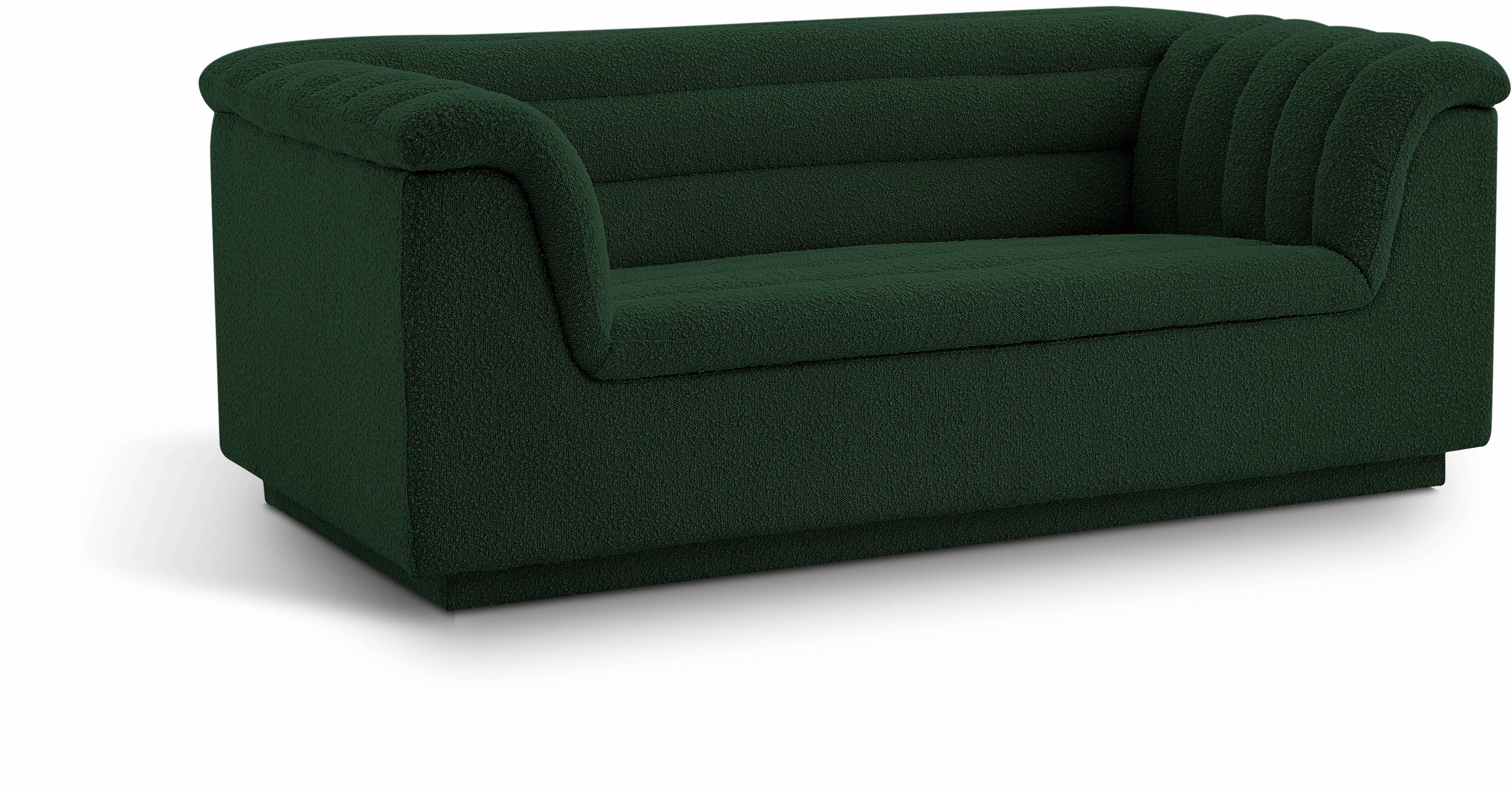 Cascade Green Boucle Fabric Loveseat