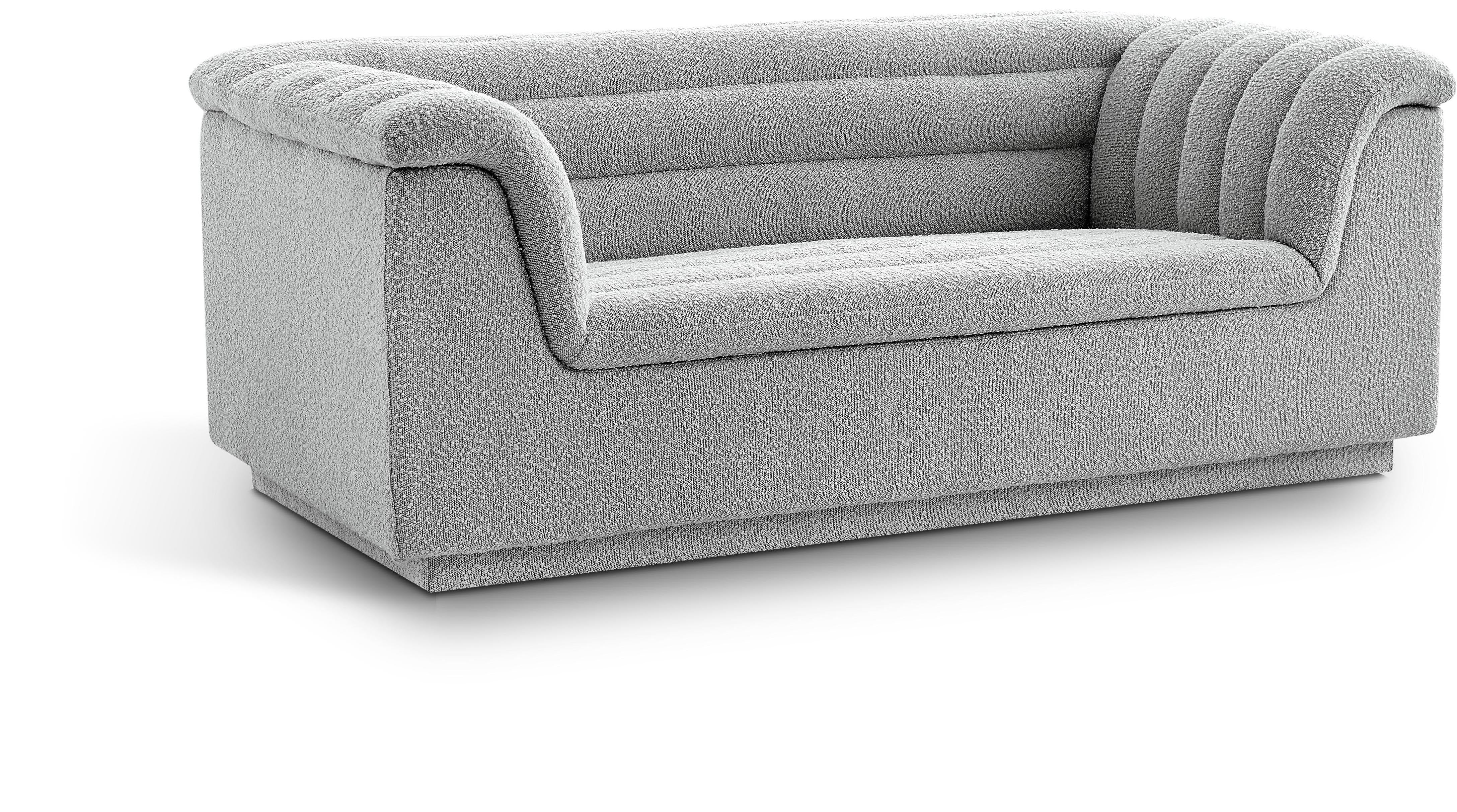 Cascade Grey Boucle Fabric Loveseat