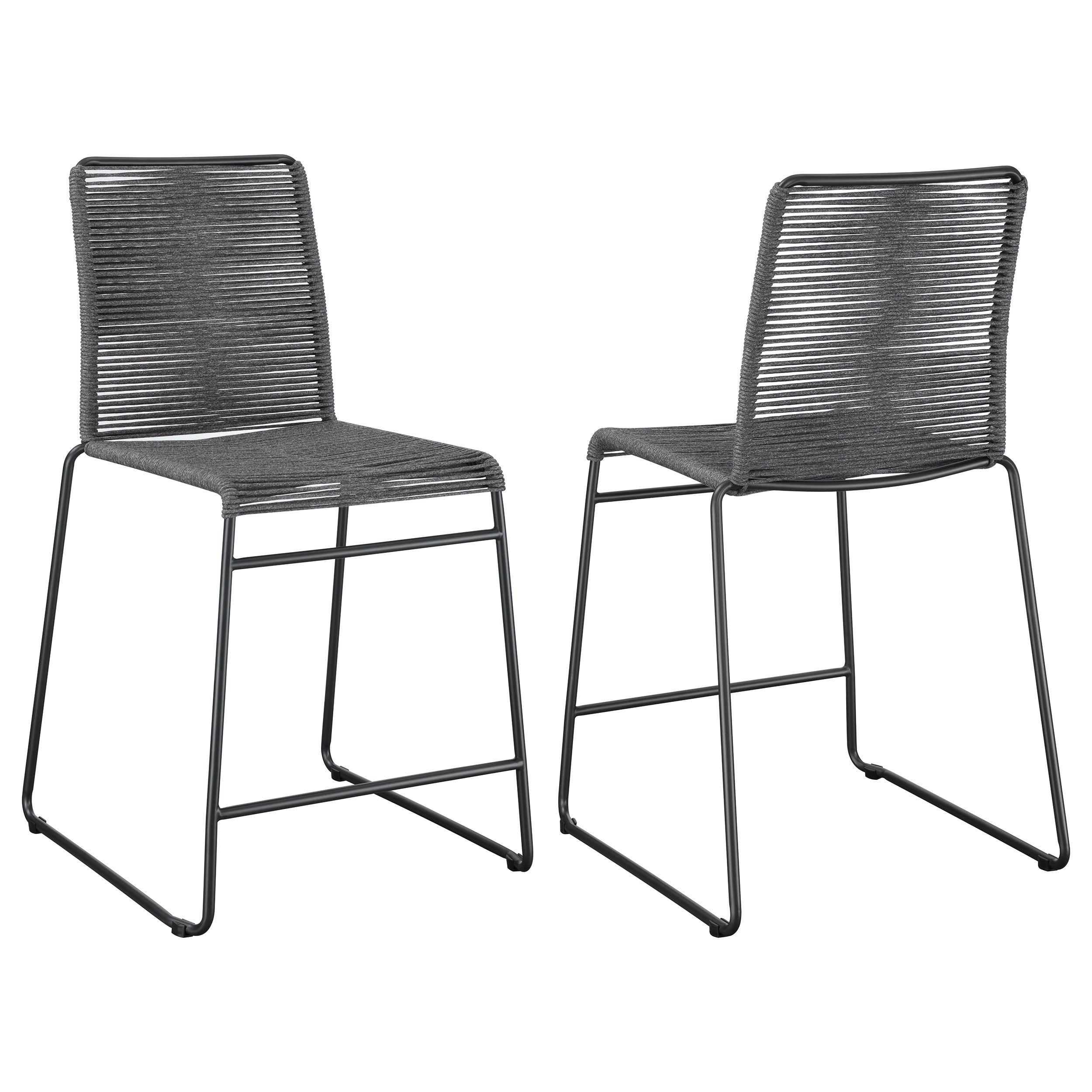 Jerome Upholstered Counter Height Stools with Footrest (Set of 2) Charcoal and Gunmetal